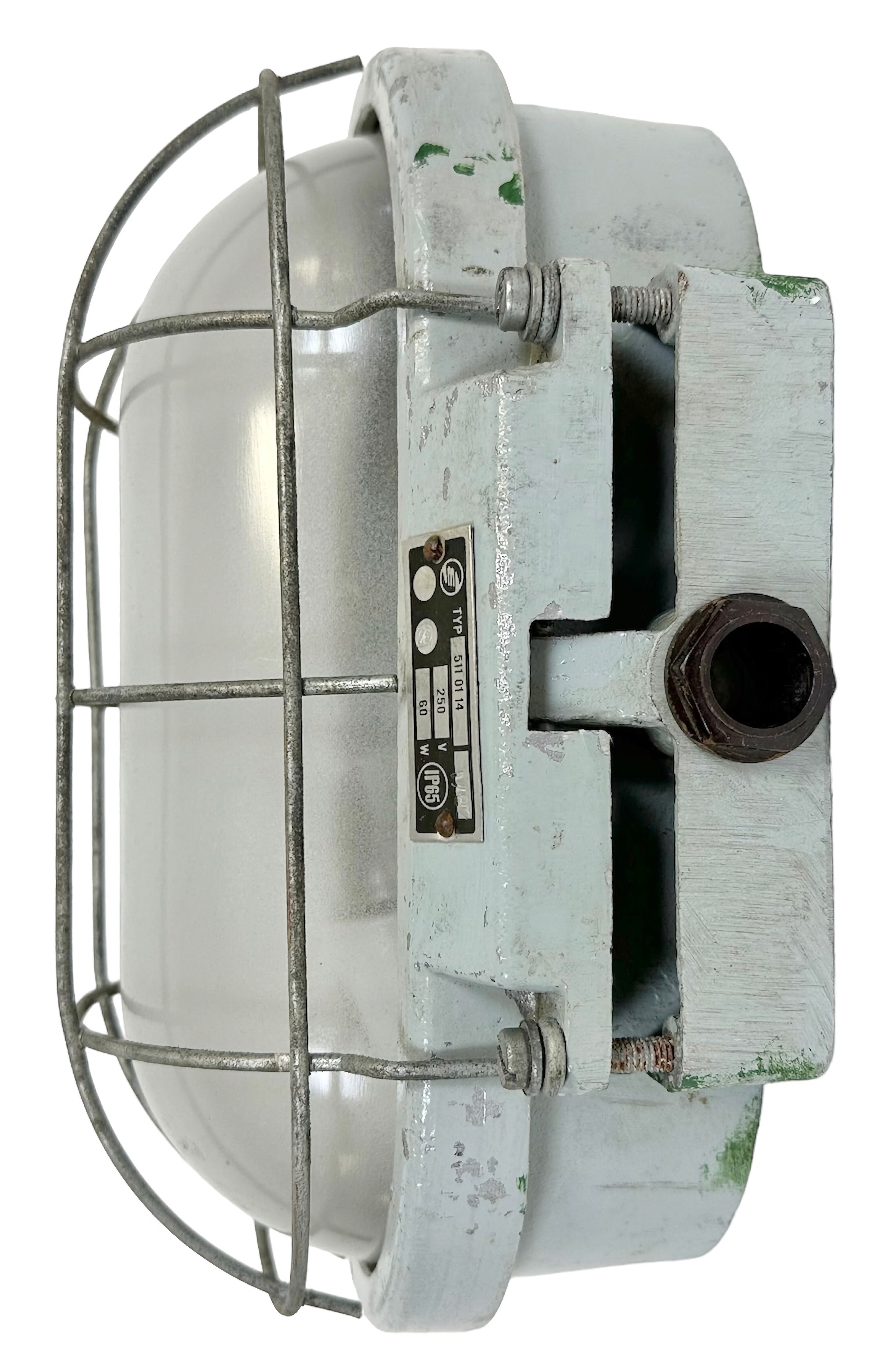 Industrial Cast Aluminium Wall Light with Milk Glass from Elektrosvit, 1970s