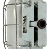 Industrial Cast Aluminium Wall Light with Milk Glass from Elektrosvit, 1970s