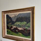 Oil on wood, Village of the Vosges - Georges GONTHIER (1886-1969)
