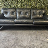 Black leather 3-seater sofa – Tobia Scarpa for B&B Italia