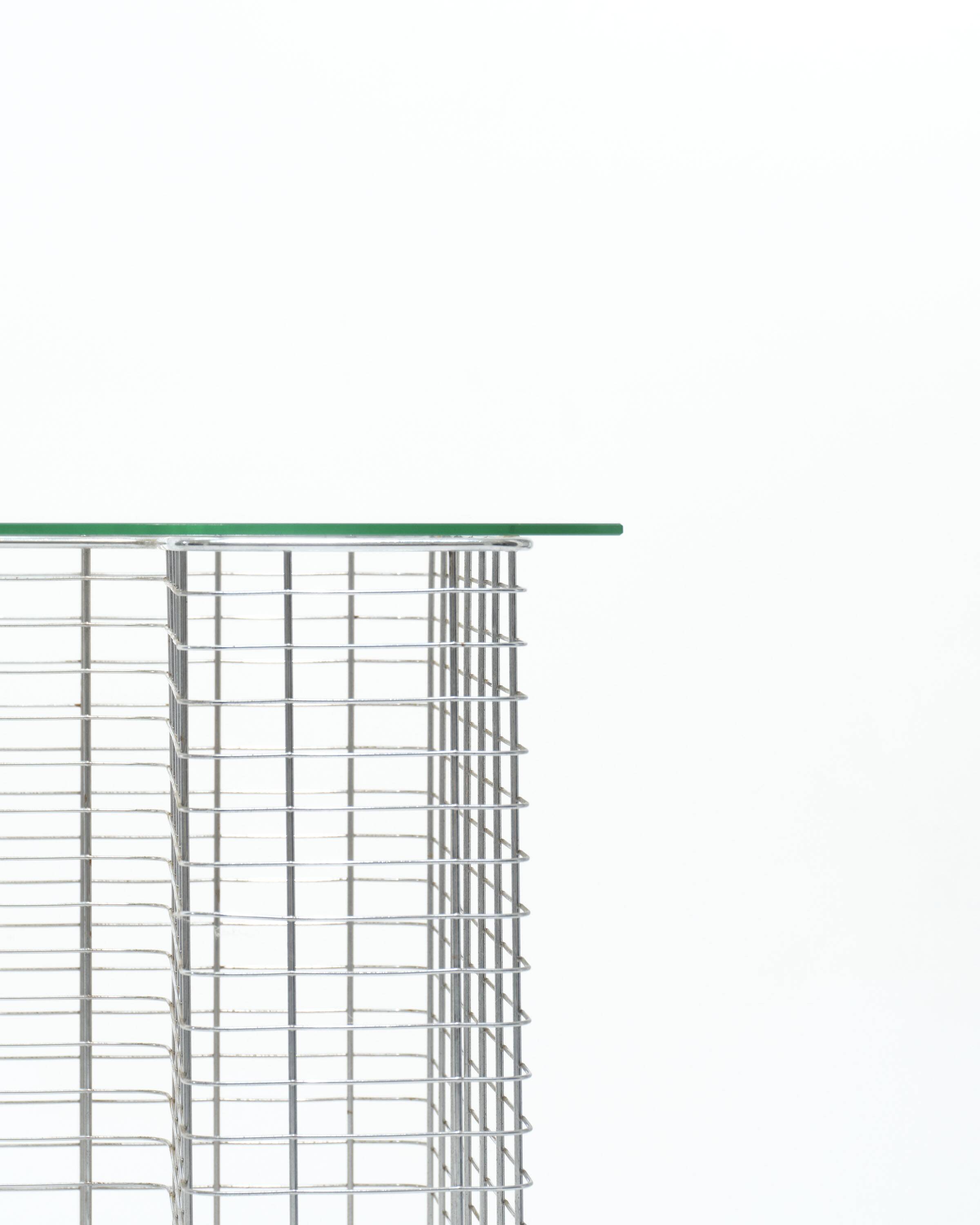 Wire glass and metal desk, terence conran, 1980s