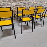 Set of 8 yellow mullca 510 chairs