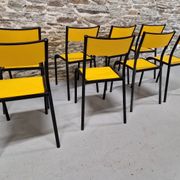 Lot de 8 chaises jaunes mullca 510