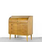 Bureau / bureau suédois en teck à plateau roulant du milieu du Secle