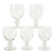 lot de 5 grands verres à vin pieds travaillé, en cristal gravé, Art Nouveau