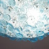 Amazing Murano ceiling light blu rubino flower by Seguso for Venini, Italy