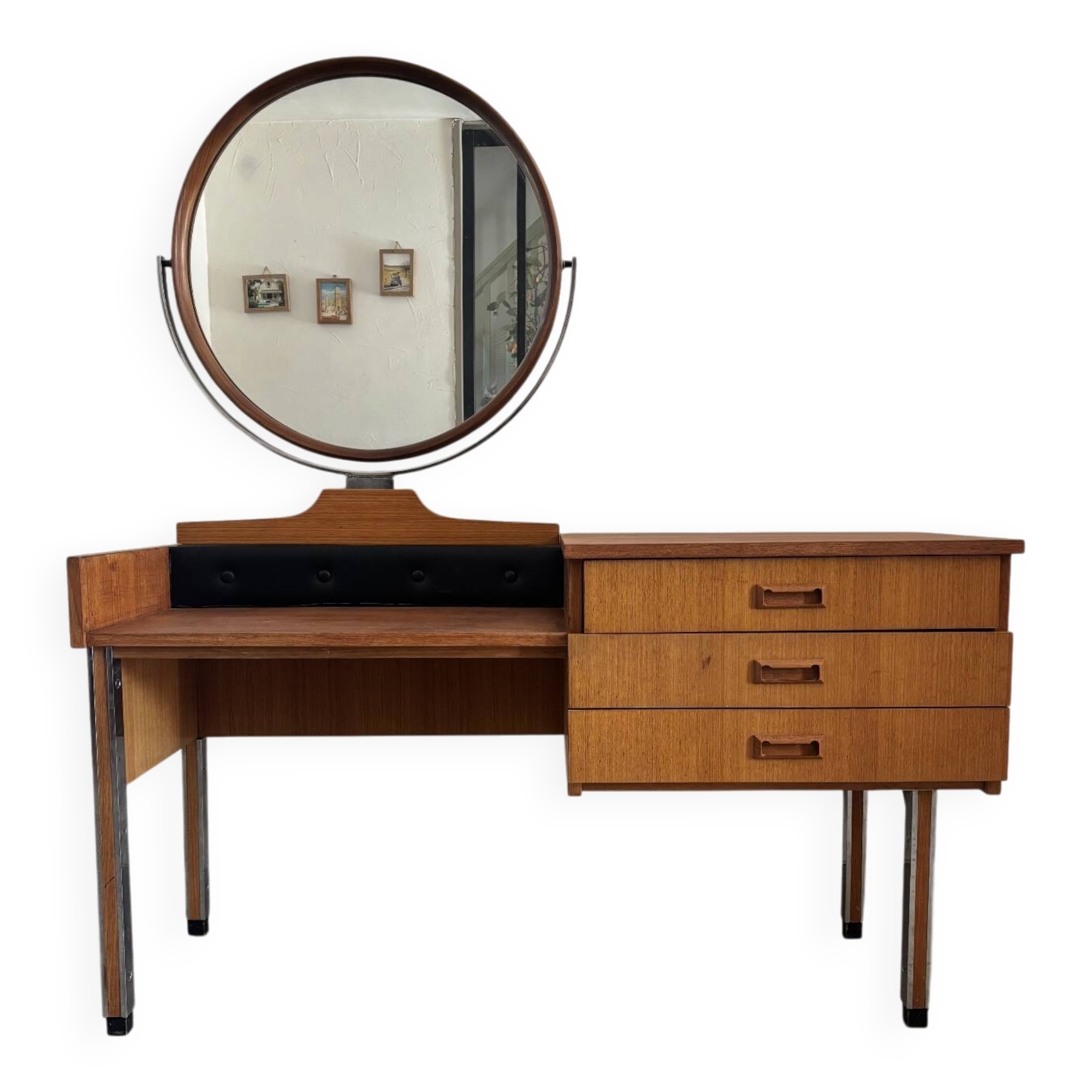 Coiffeuse scandinave vintage en teck, années 60