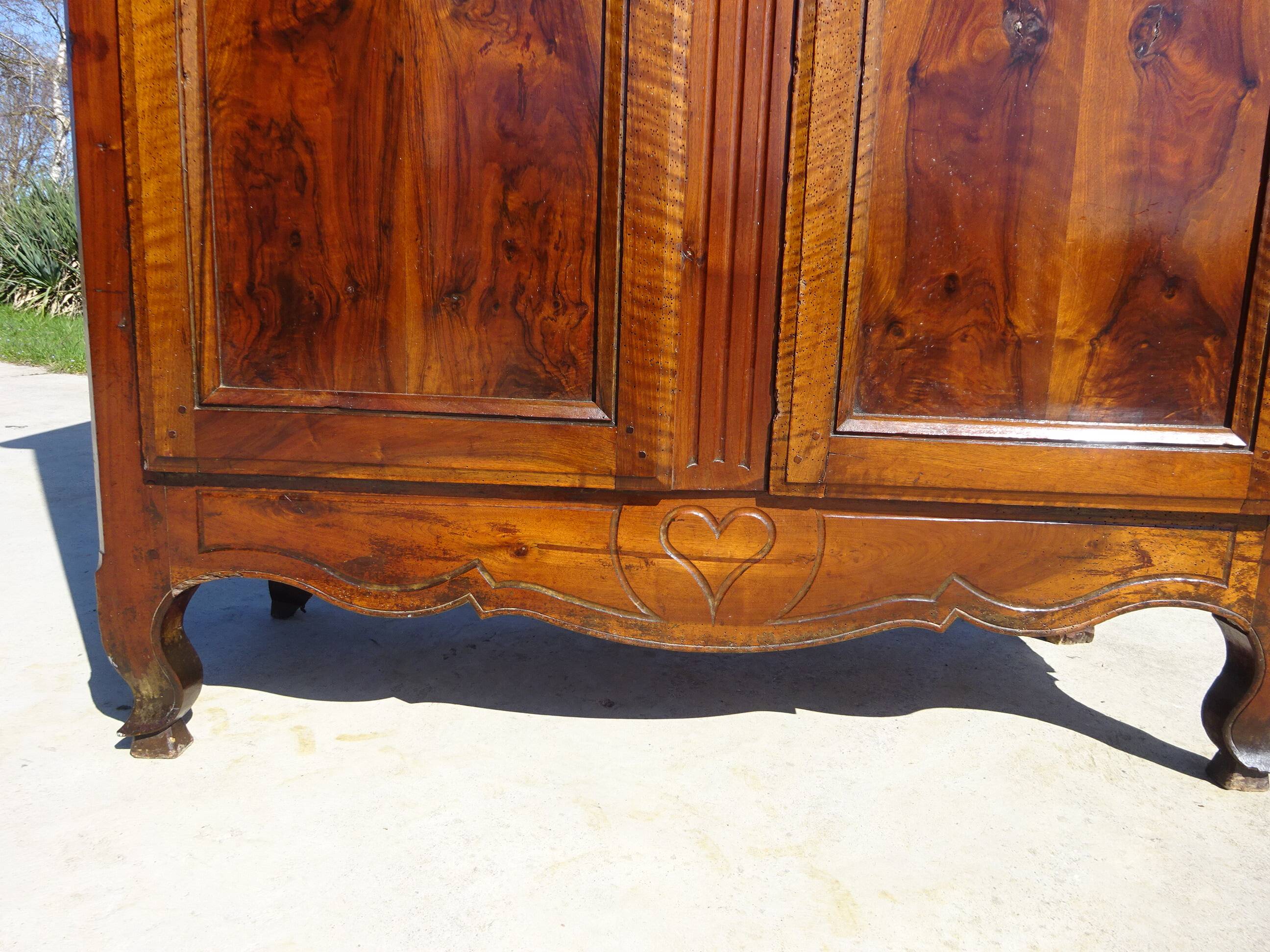 Antique solid walnut cabinet, Louis XV style