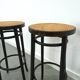 Set jaren 50 houten barkrukken met webbing uit Frankrijk vintage