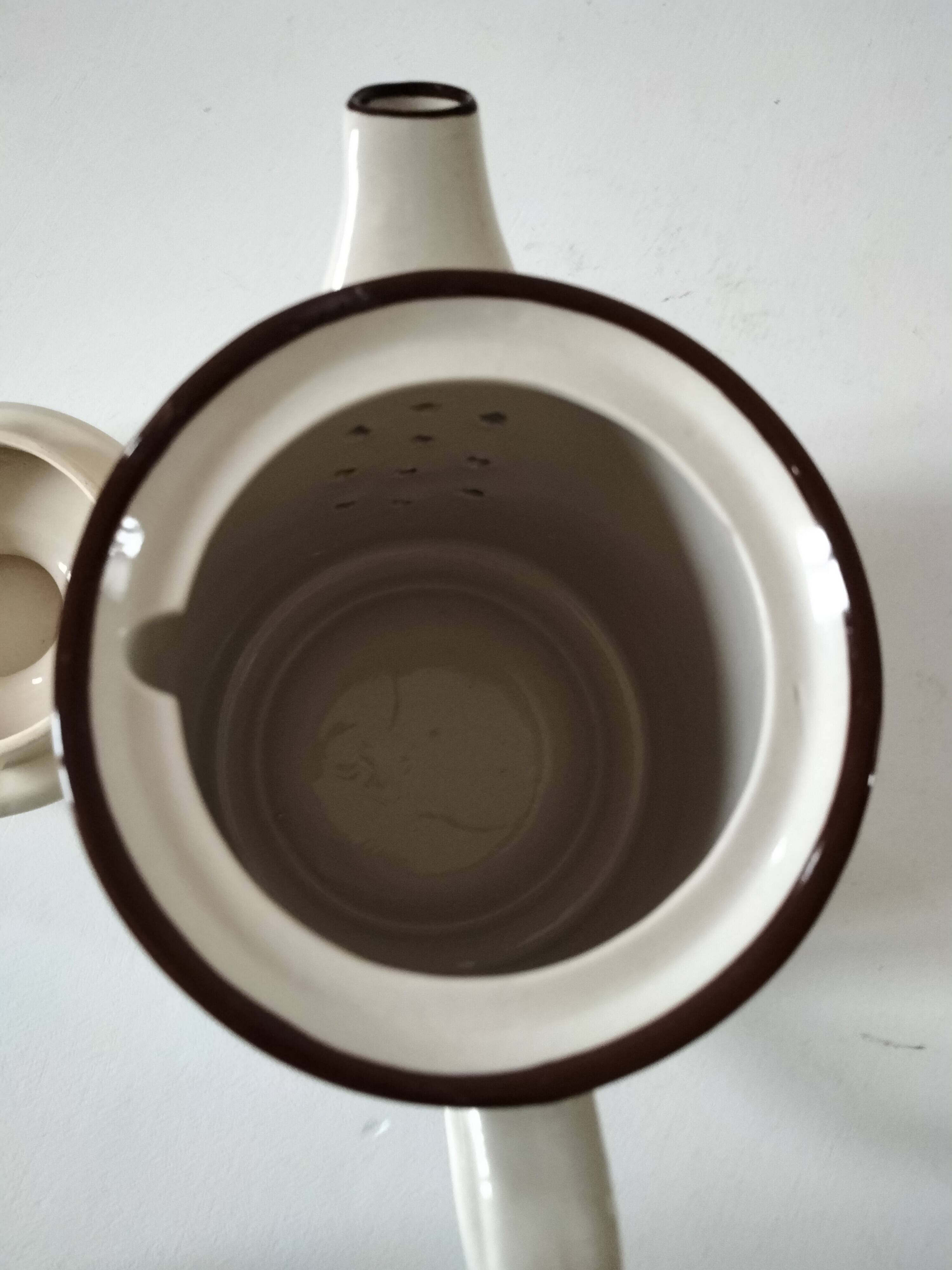 Vintage flowered stoneware teapot – 1970s