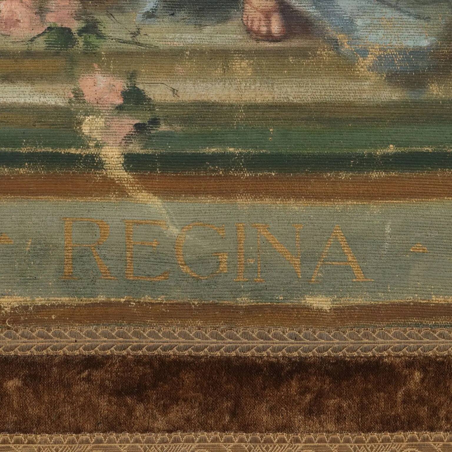 Old painting on canvas with a religious theme from the 19th-20th century.