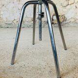 Vintage industrial metal and wood stool with adjustable swivel seat, 1960's
