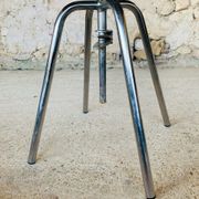 Vintage industrial metal and wood stool with adjustable swivel seat, 1960's