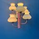 Mid-century opaline glass chandelier with a pink structure.