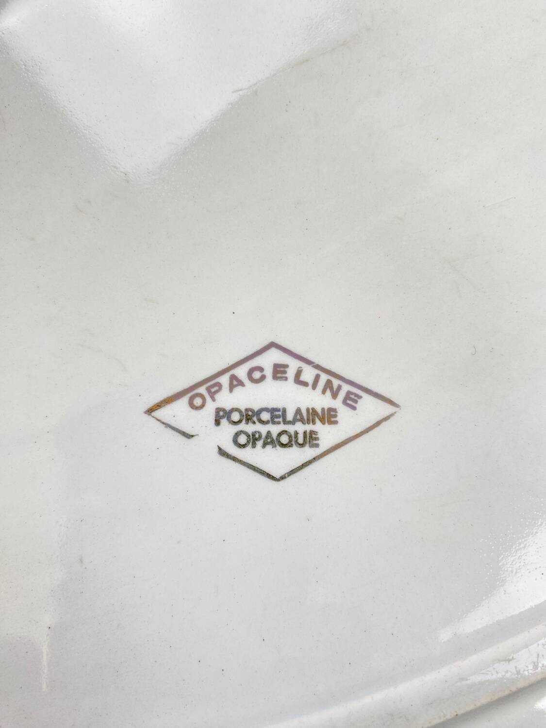 Large white opaque porcelain dish from Salins