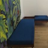 Daybed bench sofa angle teak and Scandinavian rosewood