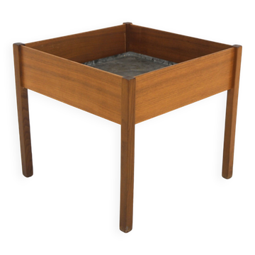 Jardinière scandinave en teck et métal, Suède 1960