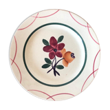 Assiette à dessert en faïence de Gien vintage, années 40, peinte à la main