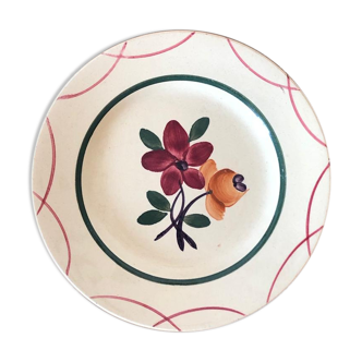 Vintage Gien earthenware dessert plate, 1940s, hand-painted