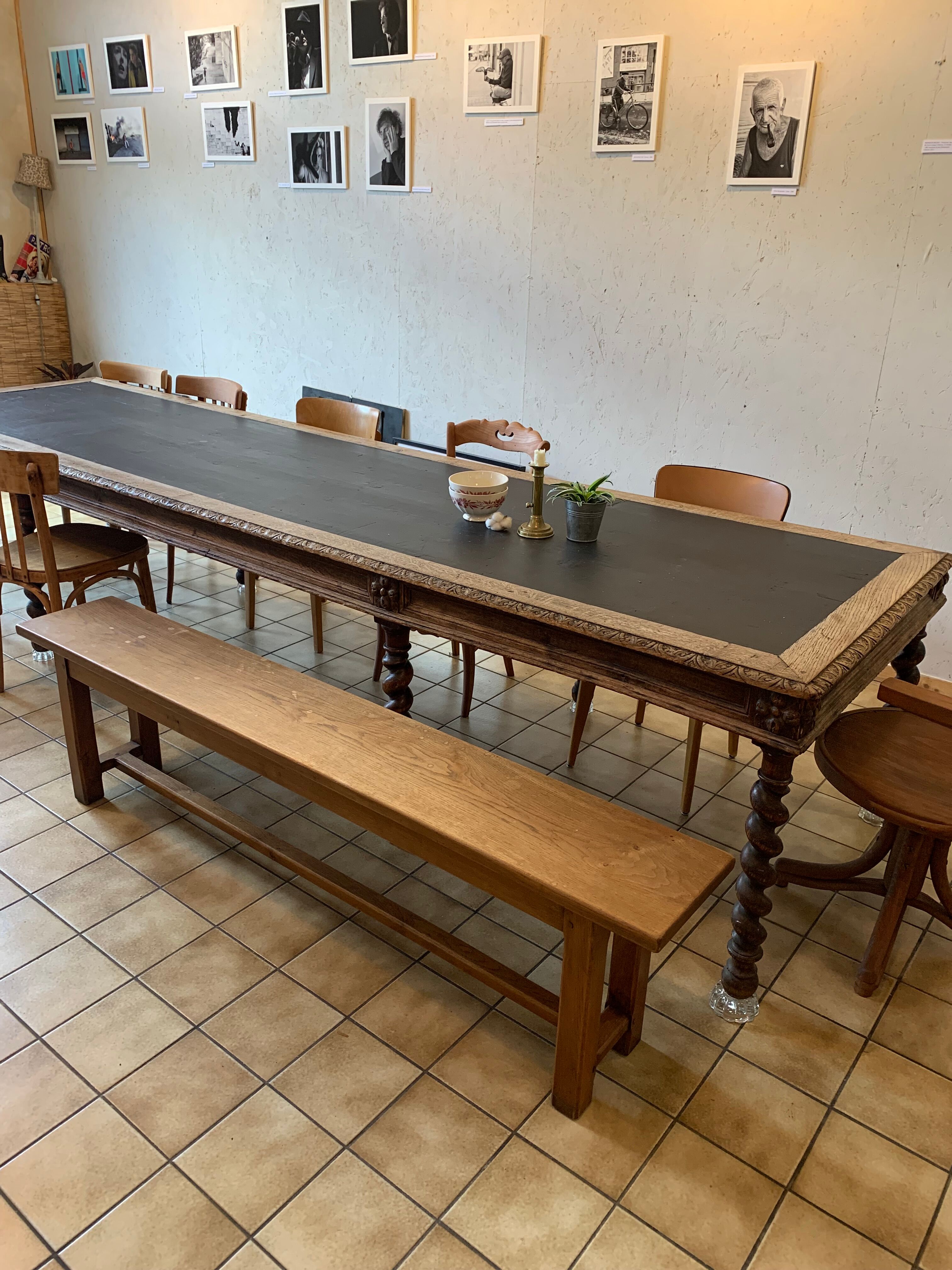Oak farmhouse bench