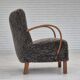1960s, completely reupholstered Danish art deco armchair, genuine sheepskin "Wellington".