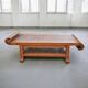 Vintage coffee table in solid wood and bamboo – 2-tier design