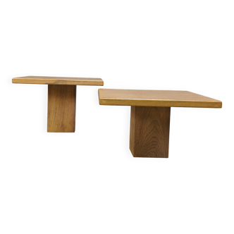 Paire de tables basses ou d'appoint vintage en bois, années 1960