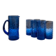 Service of blue blown glass lemonade, dotted pattern.