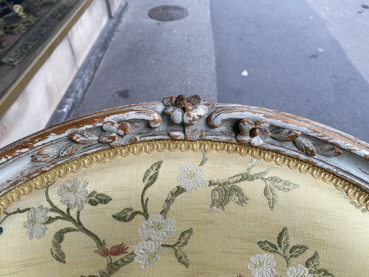 Pair of Louis XV style lacquered wood armchairs
