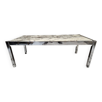 Table basse chromé marble 1970"vintage