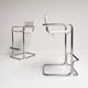 Set of 2 leather bar stools attributed to Mart Stam, 1970s