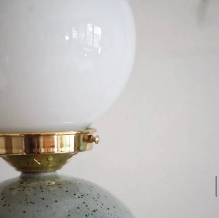 Speckled ceramic lamp & opaline