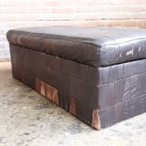 Banc coffre en patchwork de cuir vintage