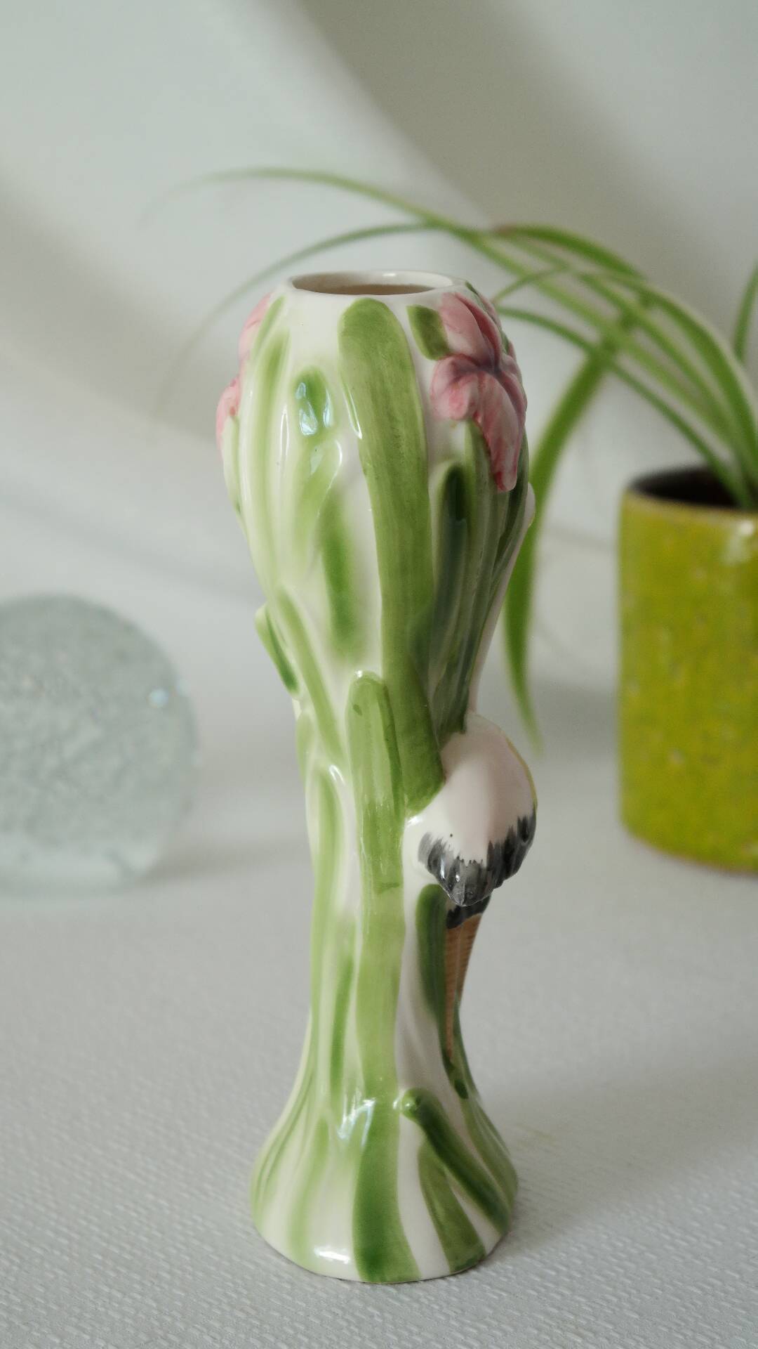 Massier style pink flamingo nature slip vase