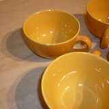 4 tasses céramique jaune et orangé