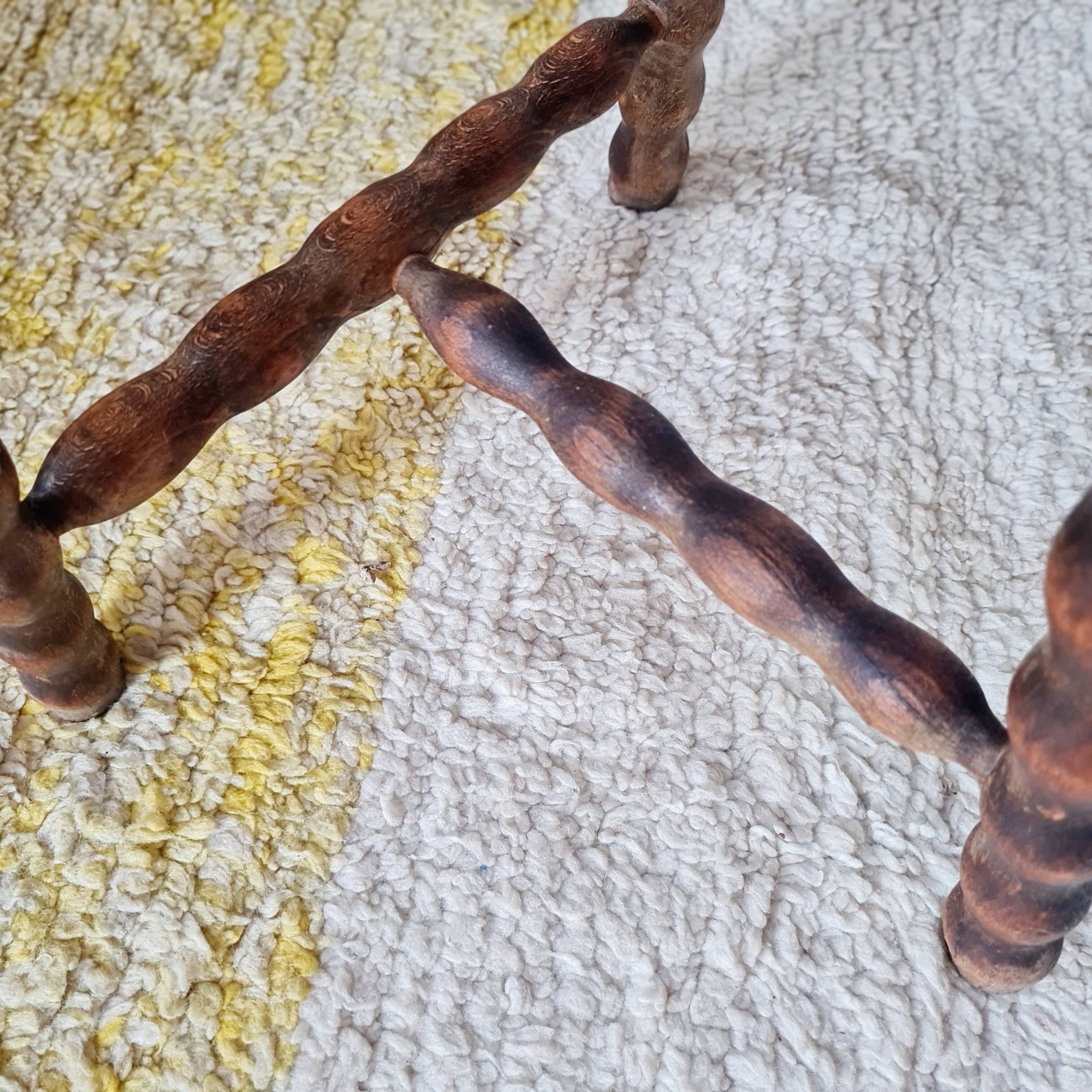 Wooden tripod stools - pair of turned leg bedside tables