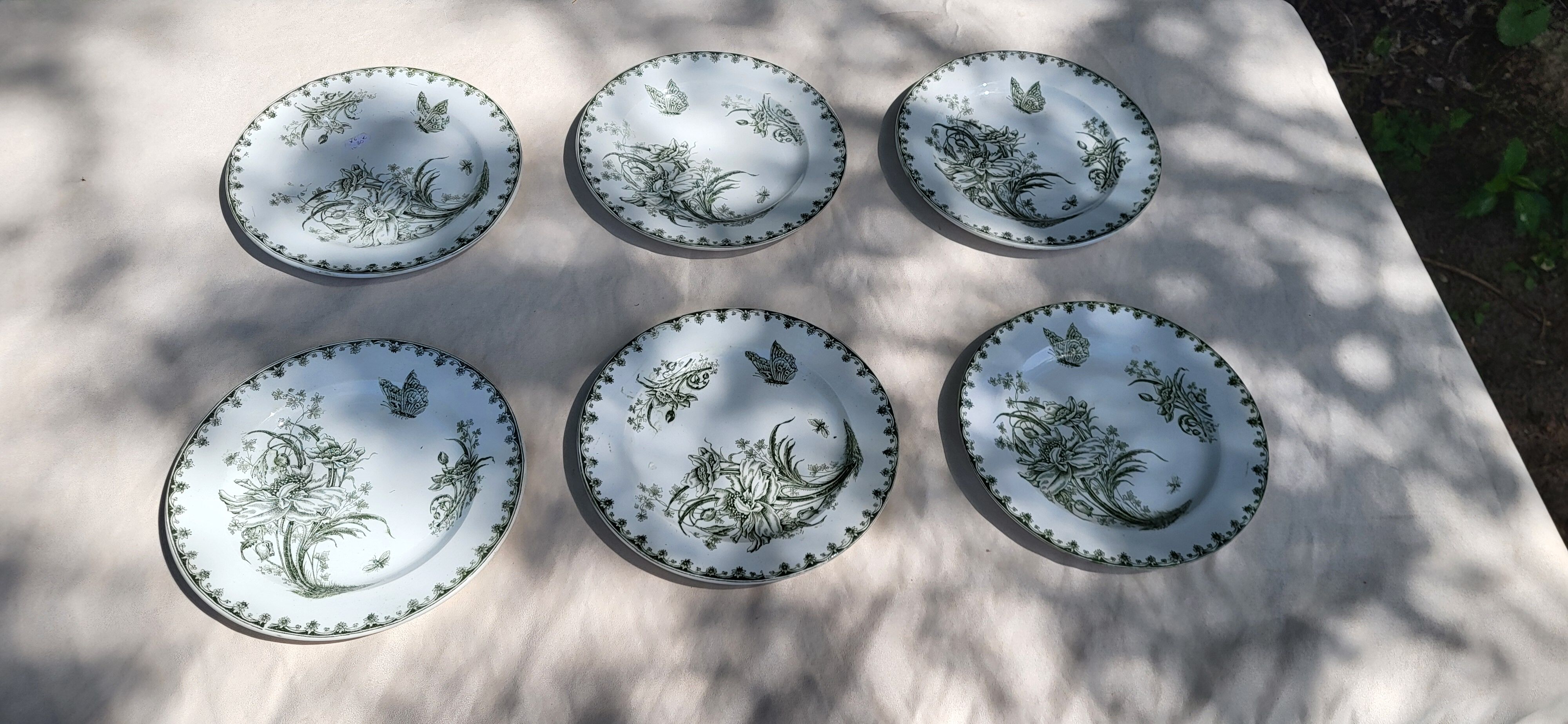 Set of 6 iron terrestrial plates model Nancy