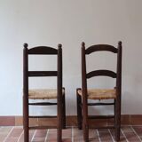 Pair of straw farm chairs