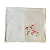 Embroidered white cotton tablecloth