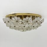 Large Floral Crystal Glass Flush Lamp by Ernst Palme , 1970s