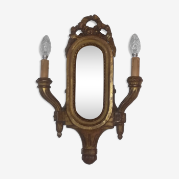 Louis XVI style mirror wall lamp in gilded wood
