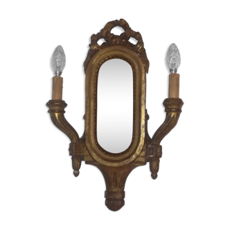 Louis XVI style mirror wall lamp in gilded wood