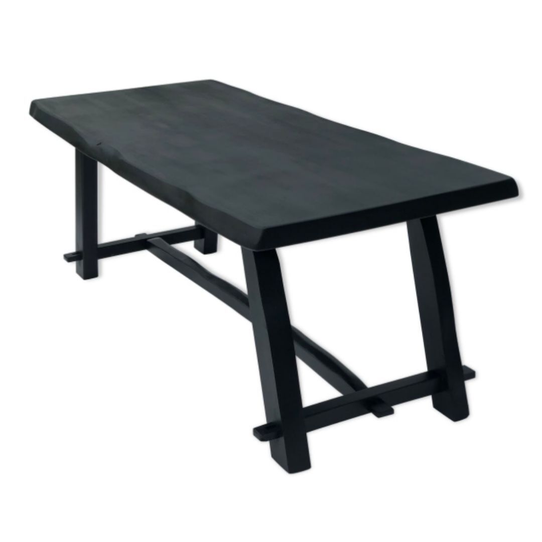 Black brutalist wooden table