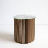 Cardboard Harmonica Side Table With Glass Top, 1970s