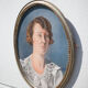 Portrait painted woman signed in oval frame, wall frame, wood frame and painted stucco, vintage frame