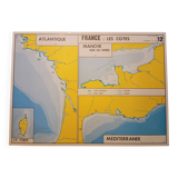 School map: france the hydrographic network n°11 / france the coasts n°12
