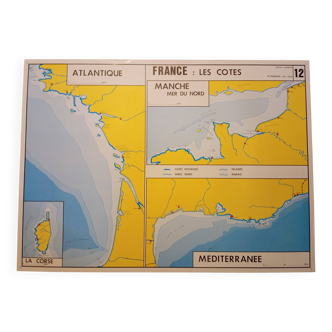 School map: france the hydrographic network n°11 / france the coasts n°12