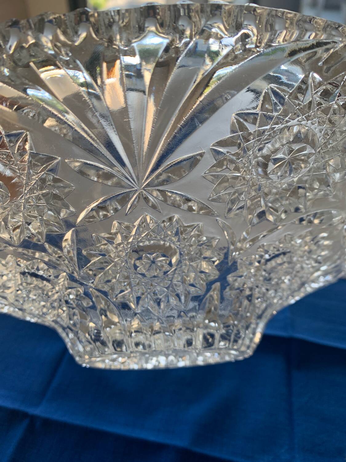 Chiseled glass fruit bowl