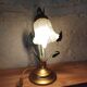 Lampe fleur vintage en laiton et verre