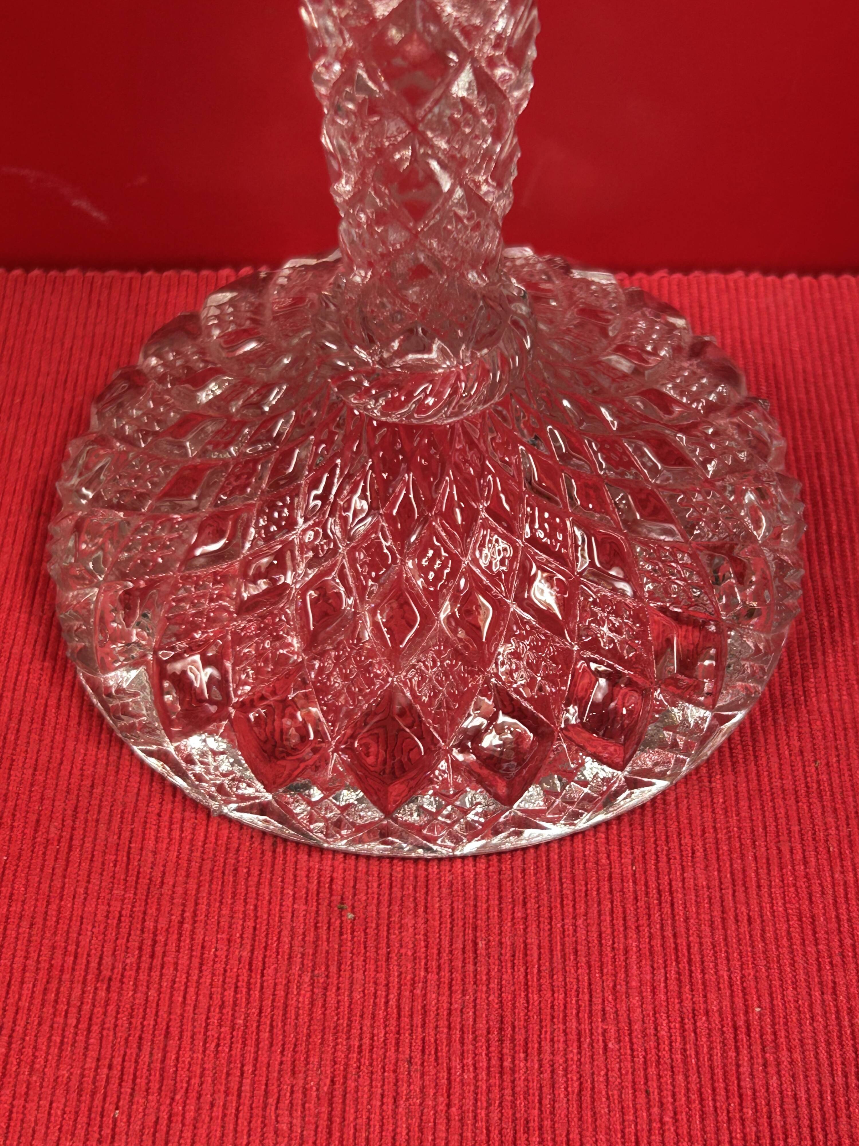 chandelier Pair of large glass moulded candlesticks 23 cm